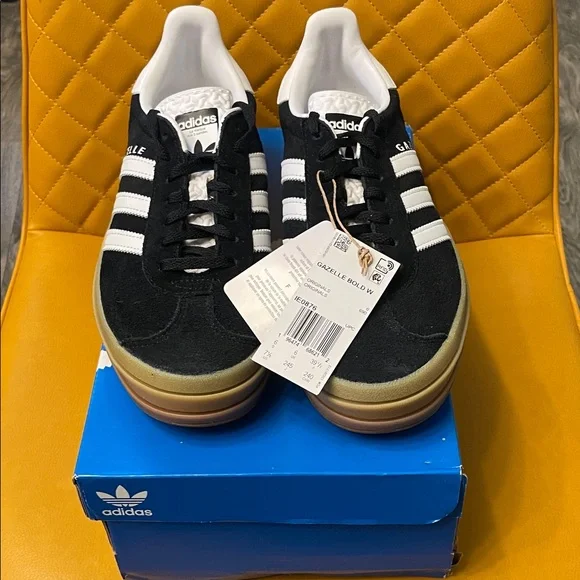 Adidas Originals Gazelle Bold Black/White Sneakers - Picture 1 of 6